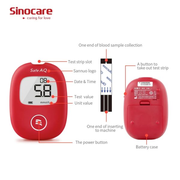 [S010] Máy đo đường huyết Sinocare Safe AQ Smart (Tặng 50 Que + 50 Kim)